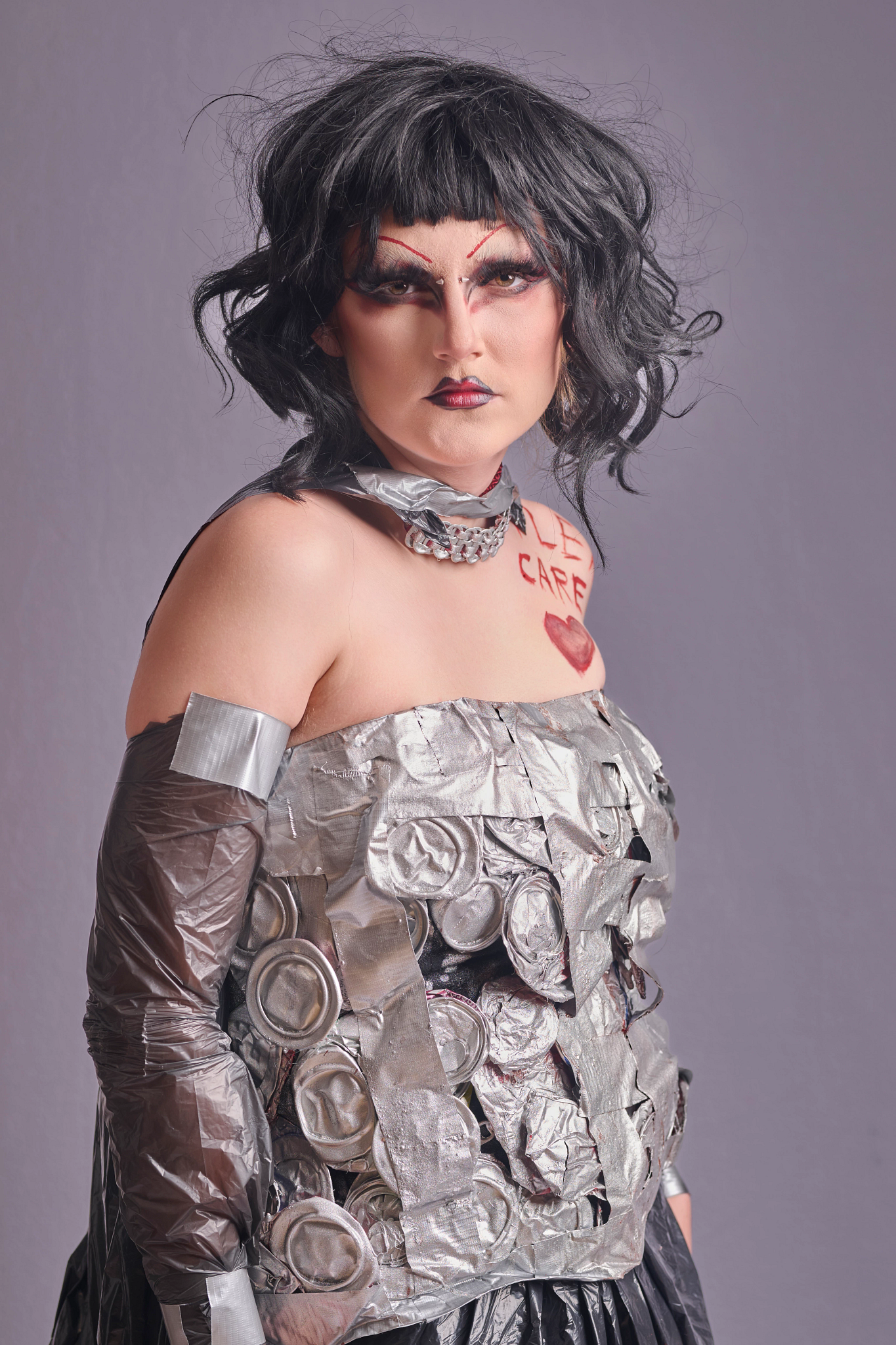 Recycle the Runway: DeSoda A high school student models a dress made from recycled materials.