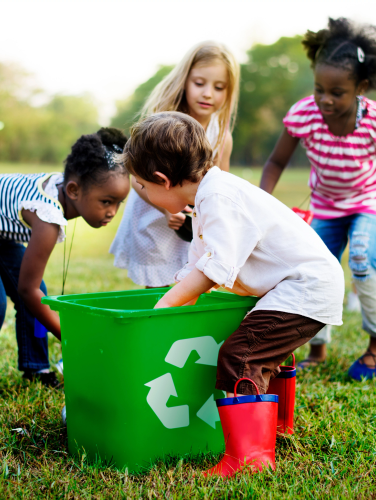 Group of kids school volunteer charity environment