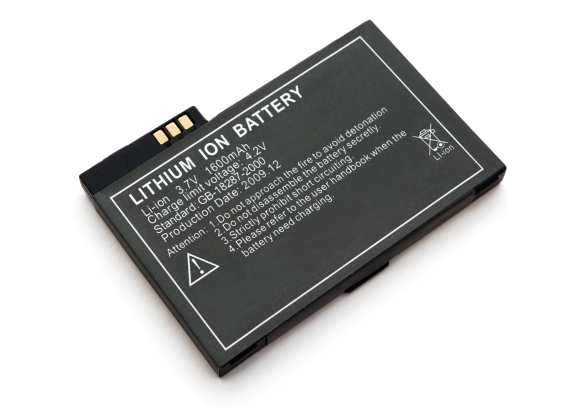 Lithium ion battery for electronic devices isolated on white